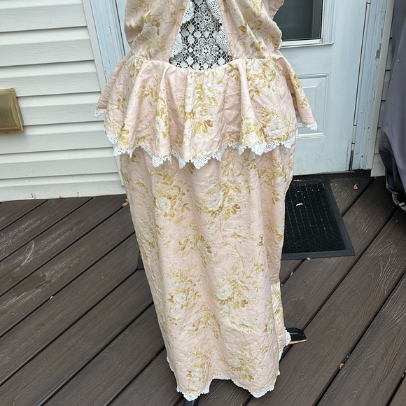 V CHAPMAN LADIES PINK FLOWERS LACE HALTER MIDI DRESS-12-WEDDING-PROM-GORGEOUS! - Picture 5 of 14